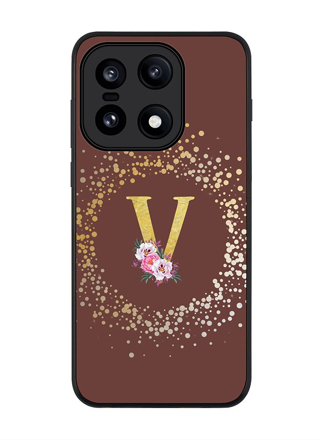 Stylizedd For OnePlus 15 Case,Slim fit Camera Protection, Shockproof Thin Phone cover  - Custom Monogram Floral - V  (Brown ) - Image 1